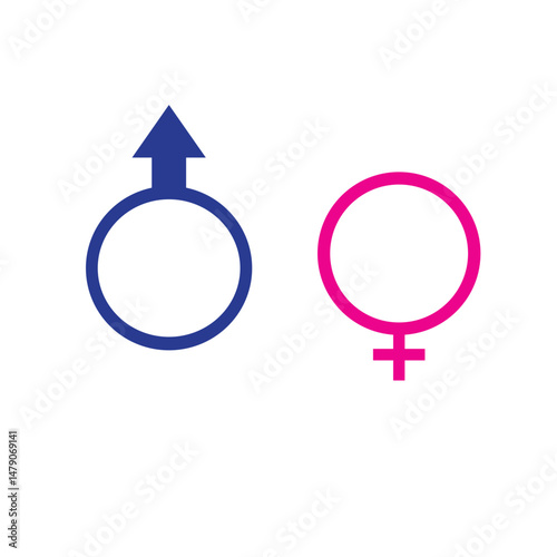 Male and Female Gender Symbols Icon  Vector Sign Representation