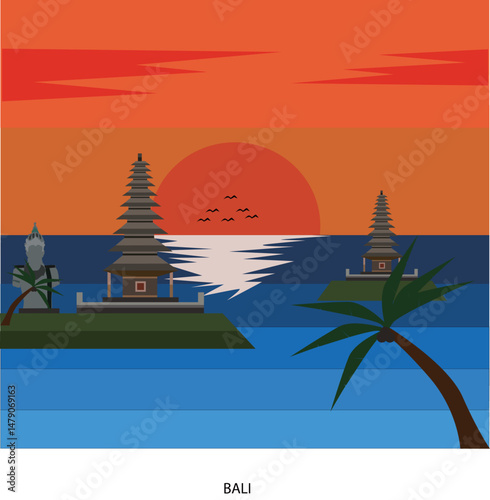 vector illustration of a Bali temple