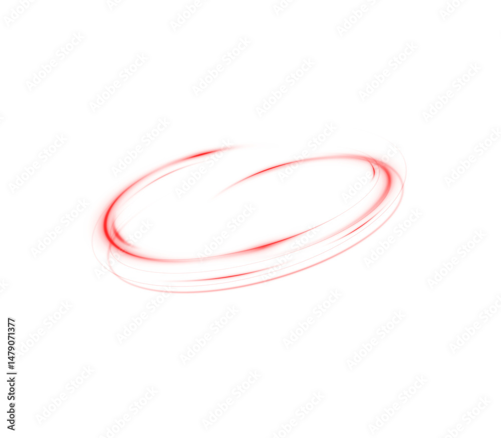 Naklejka premium Red Neon Light Trail with Swirling Spirals – Glowing Vortex, Twisting Energy Beams, Futuristic Wave Effect with Sparkles on Transparent PNG Background for Motion and Speed Design