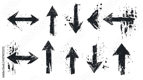 Arrow brush doodle chalk line stroke. Sketch pencil arrow scribble arrow icon. Hand drawn grunge brush sketch direction element on chalkboard. Vector illustration
