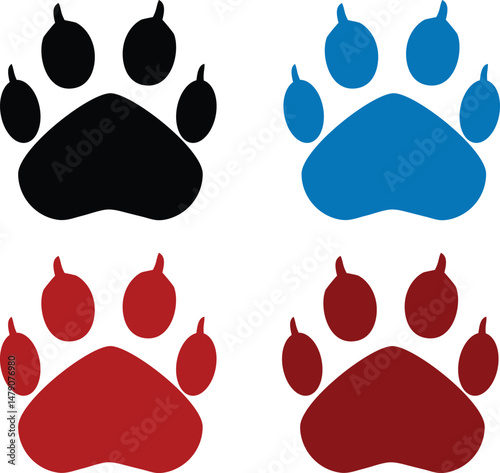Dog and cat paw print silhouette icon vector, Footprints vector
