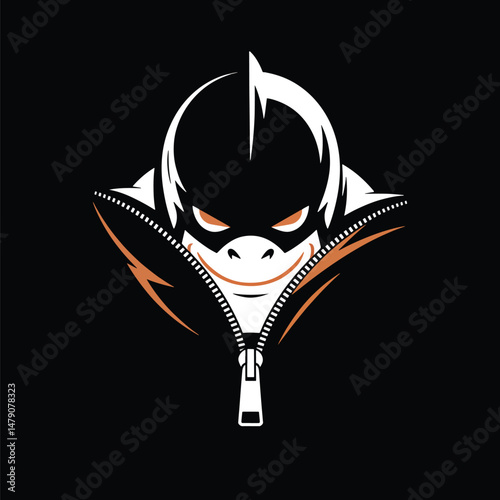 a monster peeking out from behind a zipper design art illustration premium quality