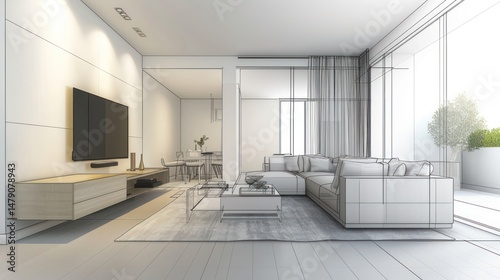 Modern living room design sketch