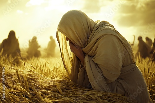 Ruth gleaning in boaz’s field