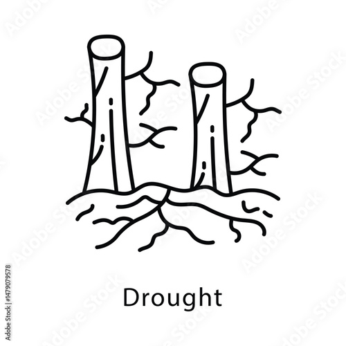 Drought Vector Outline Style Icon. Eps 10 file