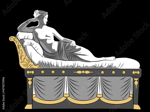 Statue of Paolina Borghese by Antonio Canova vector illustration