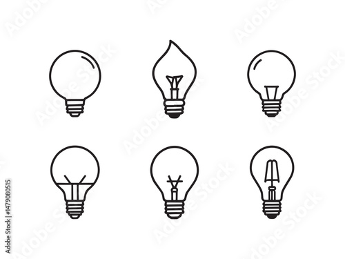 Simple Smart Light Bulb Line Art Bundle