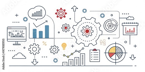 Obraz na płótnie Business Strategy & Data Analysis Infographic - Flat design w salonie