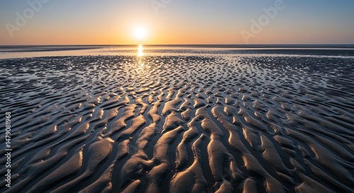 Sunset's Embrace: Tidal Rhythms on the Sand