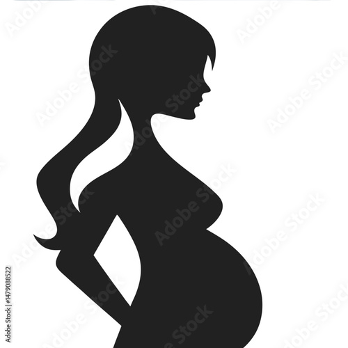 Pregnant Woman Standing Side Vector Image