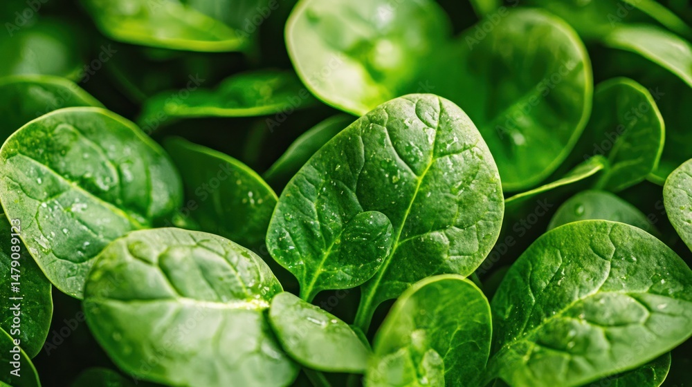 Obraz premium A close-up of vibrant green spinach leaves