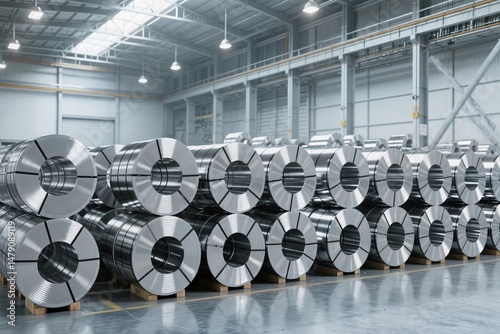 fabric metal roll of steel sheet in factory concept rouleau de tissu métallique en tôle d'acier en concept d'usine tela metal rollo de chapa de acero en concepto de fábrica