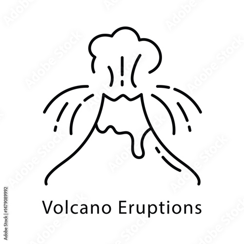 Volcano Eruptions Vector Outline Style icon. Eps 10 File