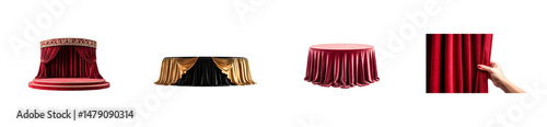 Luxury drapes podiums setup with velvety textures, cut out transparent