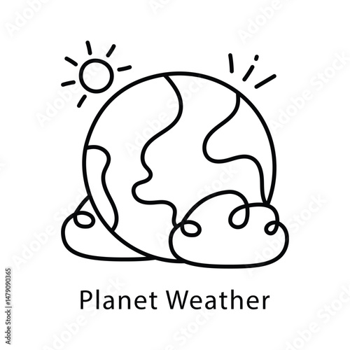 Planet Weather Vector Outline Style Icon. Eps 10 file