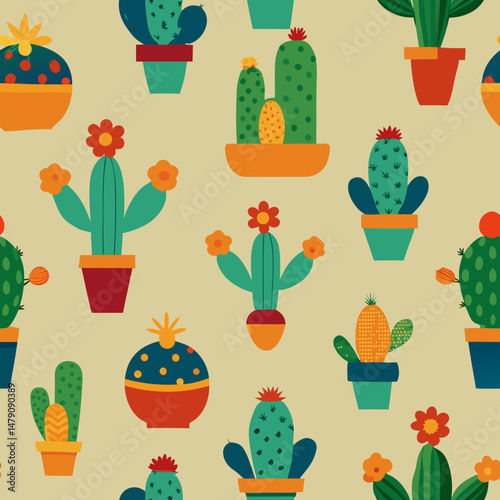 seamless pattern with cactus