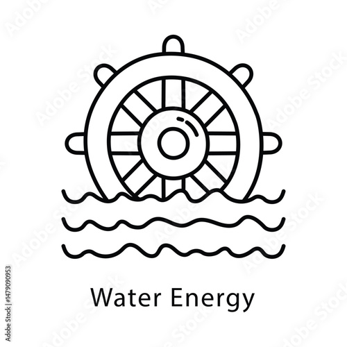 Water Energy Vector Outline Style Icon. Eps 10 file