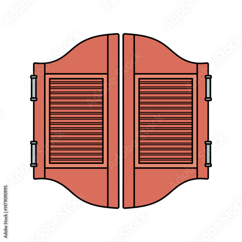 Wild west saloon gate. Cowboy western and wild west theme concept. Hand drawn vector illustration. Doodle icon. Wooden saloon gate