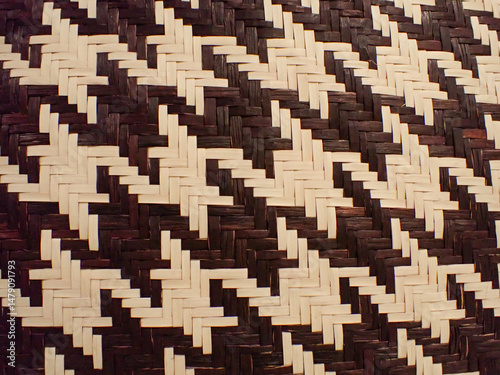 bamboo weave pattern. Woven bamboo wall Thai style pattern nature texture background. Basketry bamboo mat seamless pattern. top view. of Thailand.