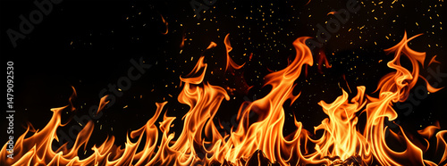 fire flames on black background banner concept flammes de feu sur fond noir concept de bannière concepto de banner llamas de fuego sobre fondo
