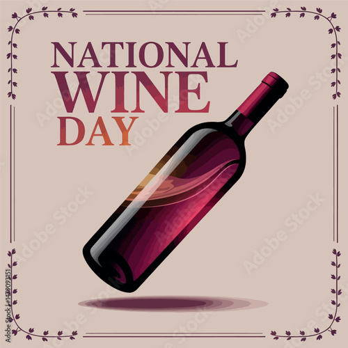  Elegant Red Wine Bottle Vector for National Wine Day with Clean Layout
