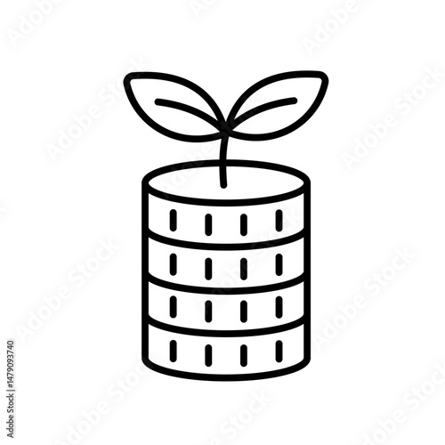 Financial investment line icon vector, with editable stroke, perfect for passive income visuals, savings dashboards, and eco finance apps