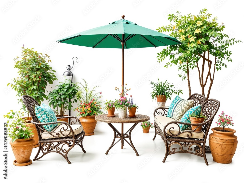 Obraz premium Modern Garden Furniture Set Against White Background