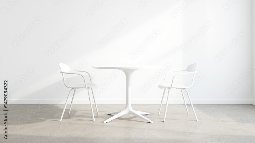 Fototapeta premium Modern White Dining Set, Simple Elegance
