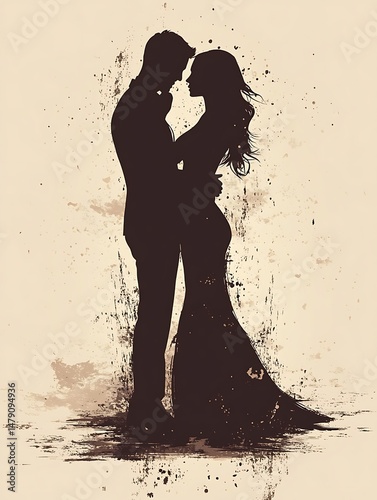 Loving couple silhouette