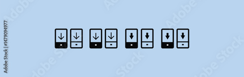 Download line icon set. Download Button Set Vector 