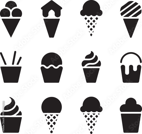 Classic Ice Cream Cone Silhouette Design

Double Scoop Ice Cream Vector Art

Ice Cream Sundae with Cherry Silhouette

Popsicle and Ice Cream Bar Vector Scene

Cute Ice Cream Character Silhouette