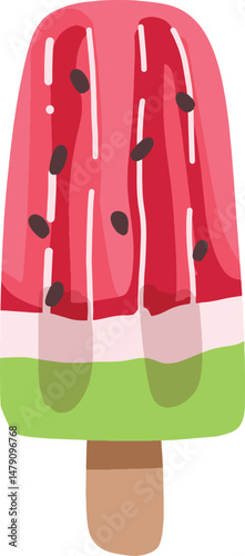 Watermelon popsicle with seeds on a white background