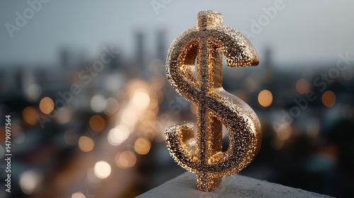 Golden Dollar Symbol in the...