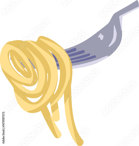 Spaghetti twirled on a fork, a delicious pasta meal