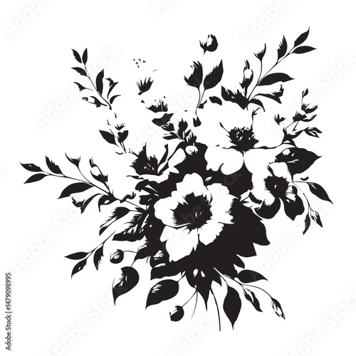 beautiful latest digital textile design flowers and leaves for printing