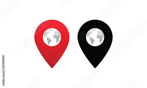.Pin icon set. Location icon vector. map pin. GPS location symbol.  map pointer with red pointer