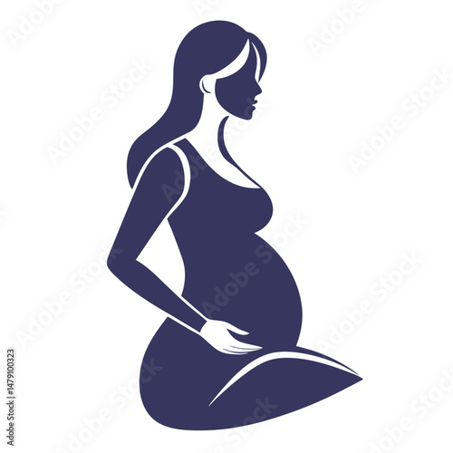 Expectant Mother Side Pose Vector Image