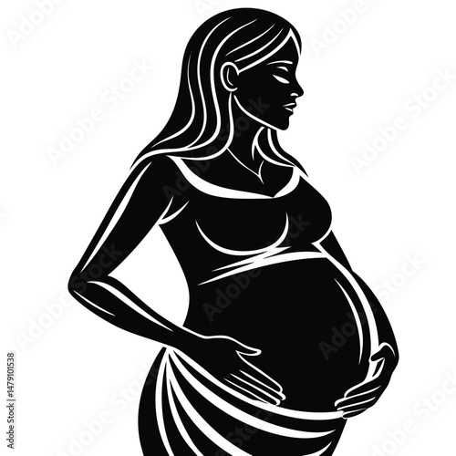 Expecting Mother Holding Belly Silhouette