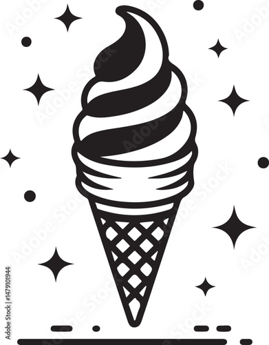 Classic Ice Cream Cone Silhouette Design

Double Scoop Ice Cream Vector Art

Ice Cream Sundae with Cherry Silhouette

Popsicle and Ice Cream Bar Vector Scene

Cute Ice Cream Character Silhouette