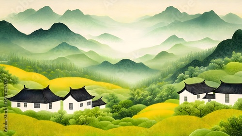 rural landscape with house photo