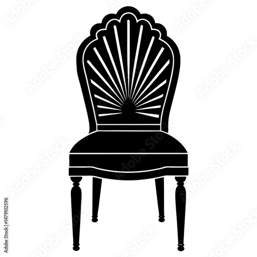 Art Deco silhouette chair with sunburst backrest design vector silhouette 