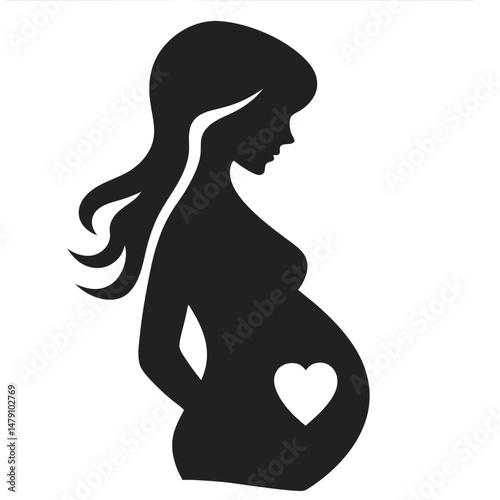 Black And White Silhouette Of Pregnant Lady