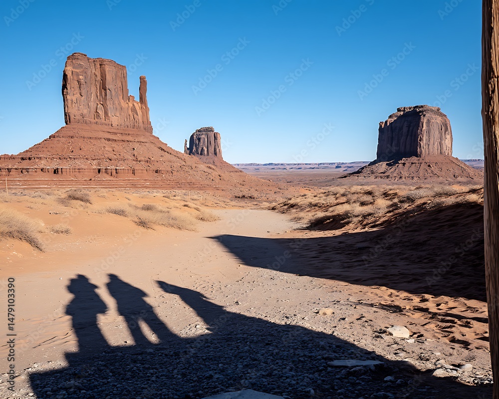Fototapeta premium Tourists' shadows, Monument Valley