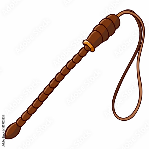 Brown leather whip  vector illustration on white background
