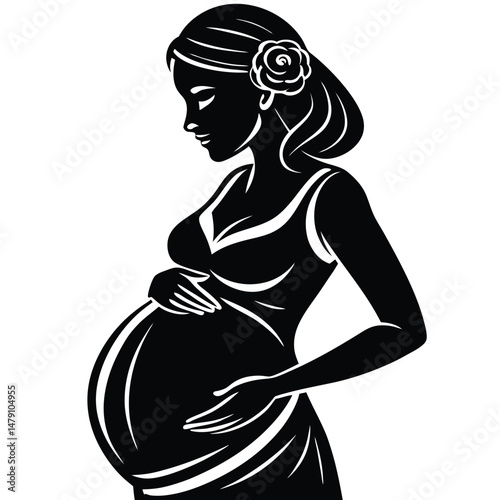 Silhouette Of Mother To Be Holding Belly