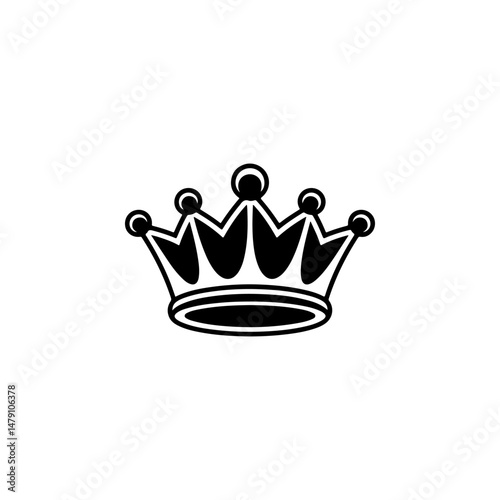 Illustration of king crown in monochrome style. Design element for logo, emblem, sign, poster, t shirt. Vector illustration