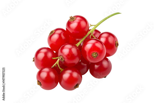 Fresh, vibrant red currants with green leaves against a neutral background transparent background Generative AI