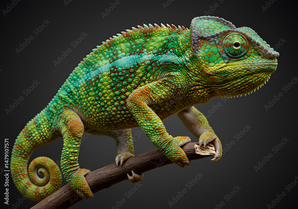 Fototapeta premium Colorful chameleon on branch