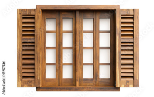 Wooden window with four panes of glass