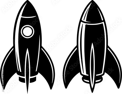 Space rocket icon. Design element for logo, label, emblem, sign, brand mark. Vector illustration.